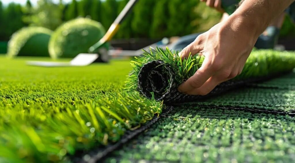turf roll install 1